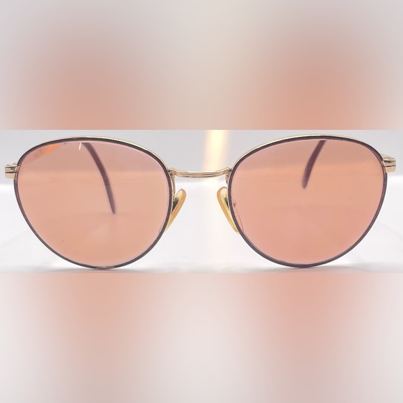 Vintage Logo Paris Gold Burgundy Oval Sunglasses Frames Only - Picture 3 of 8